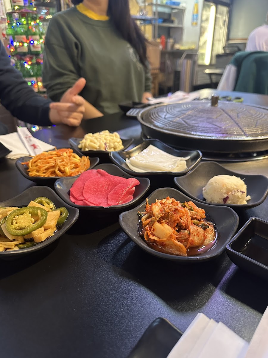 Fresh banchan side dishes served at every table